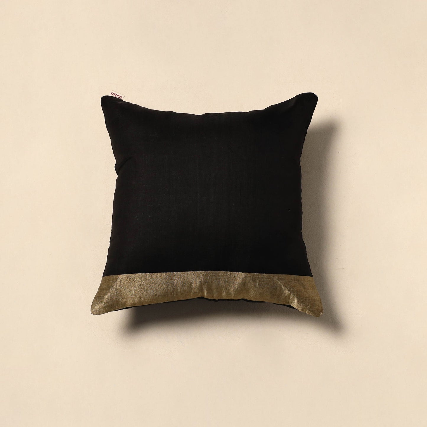 Plain chanderi silk cushion cover 66 - handcrafted