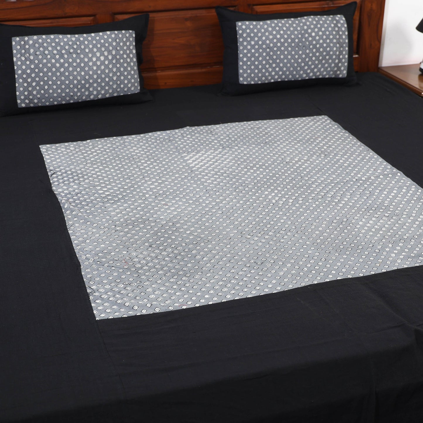 Plain Cotton Double Bedcover with Block Print Patchwork Online at iTokri.com
