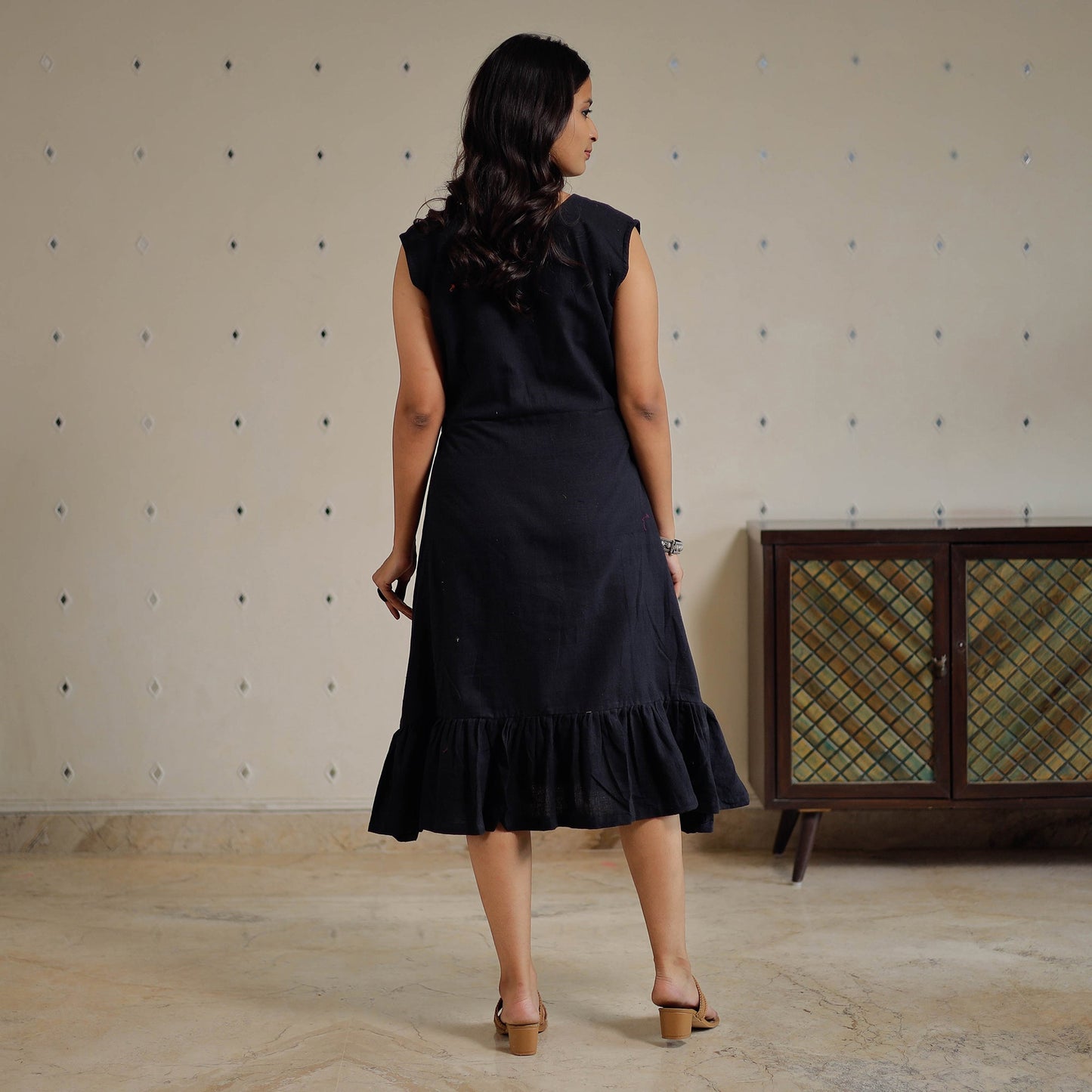 Plain Handloom Cotton Flare Dress