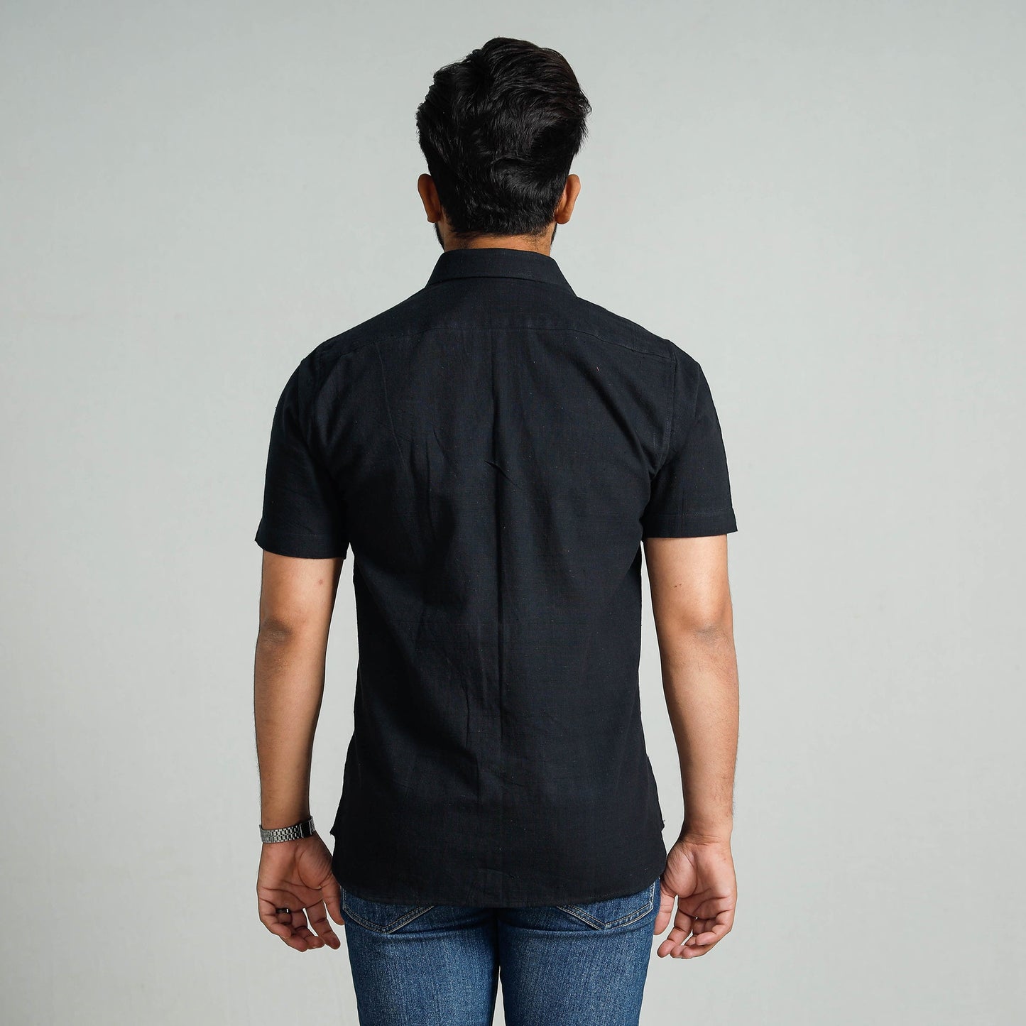 Plain Handloom Cotton Men Half Sleeve Shirt