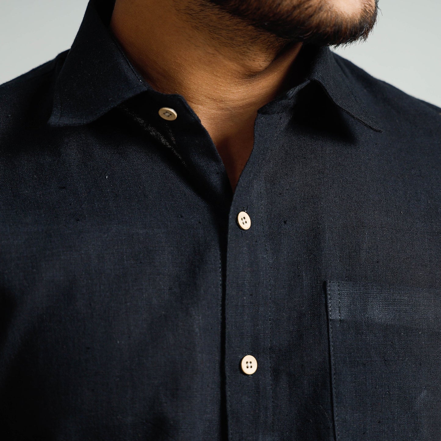 Plain Handloom Cotton Men Half Sleeve Shirt