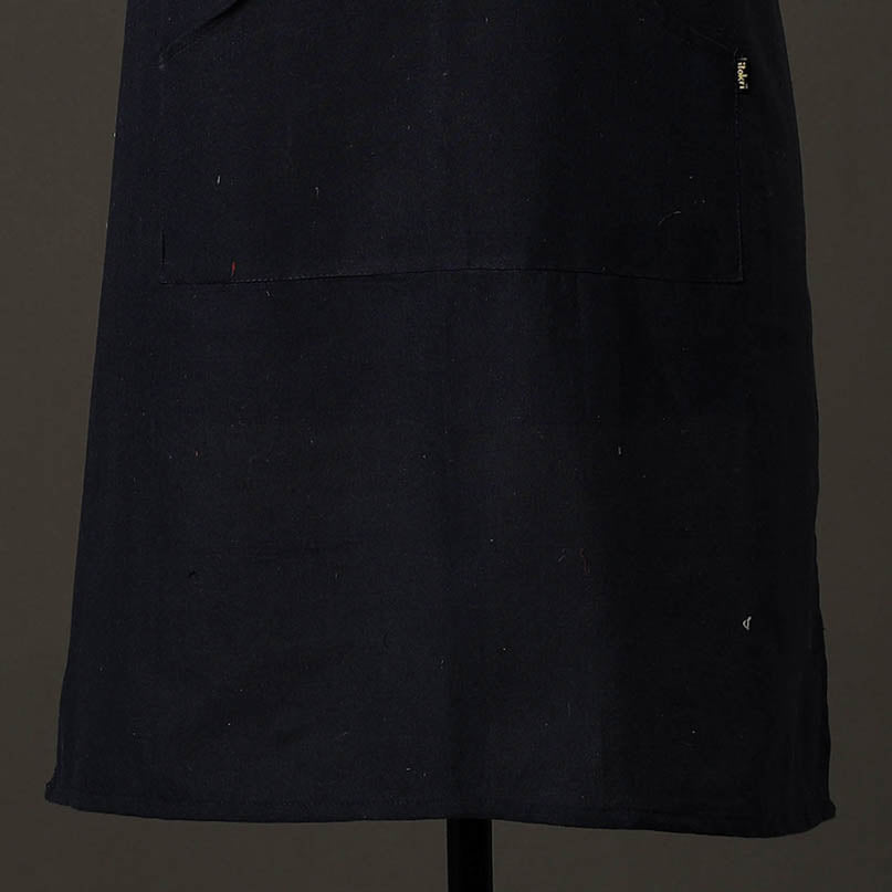 Black Plain Handloom Jhiri Cotton Apron with Pocket
