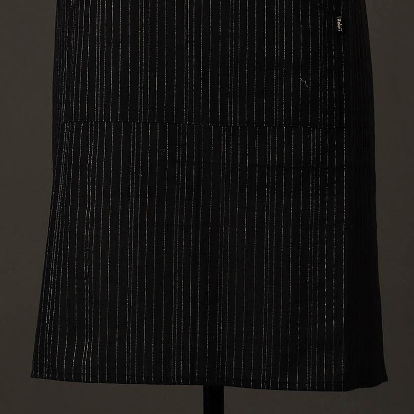 Black Plain Handloom Jhiri Cotton Apron with Pocket