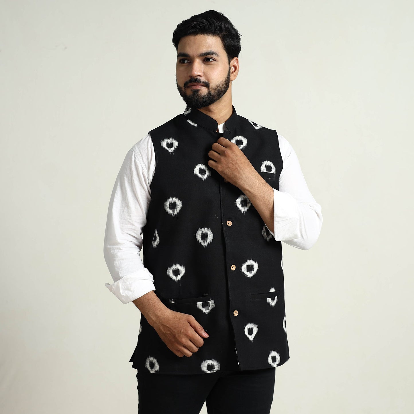 Pochampally Ikat Cotton Nehru Jacket