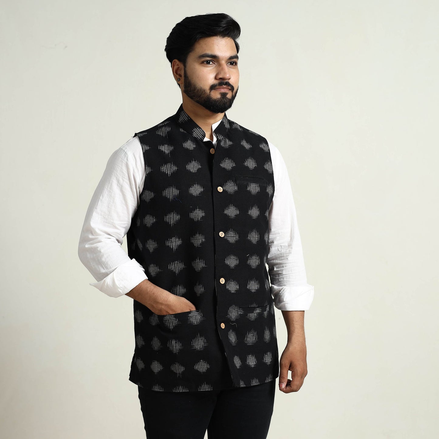 Pochampally Ikat Cotton Nehru Jacket