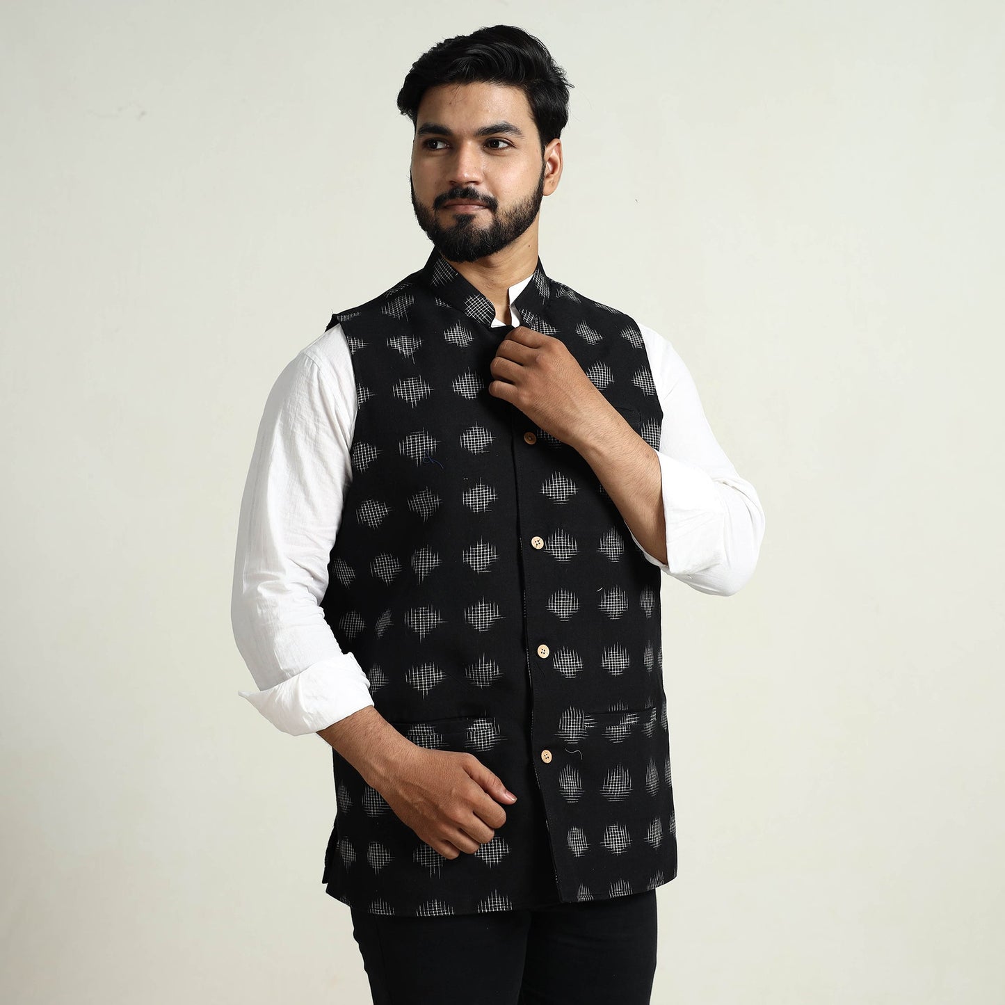 Pochampally Ikat Cotton Nehru Jacket