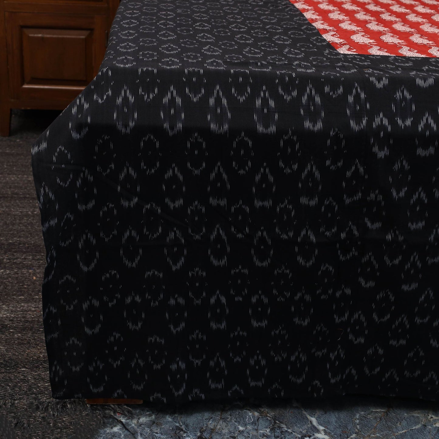 Pochampally ikat with bagh patch cotton bedsheet set 11