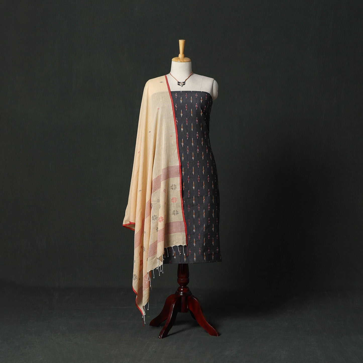 Pochampally ikat cotton 2pc unstitched dress material