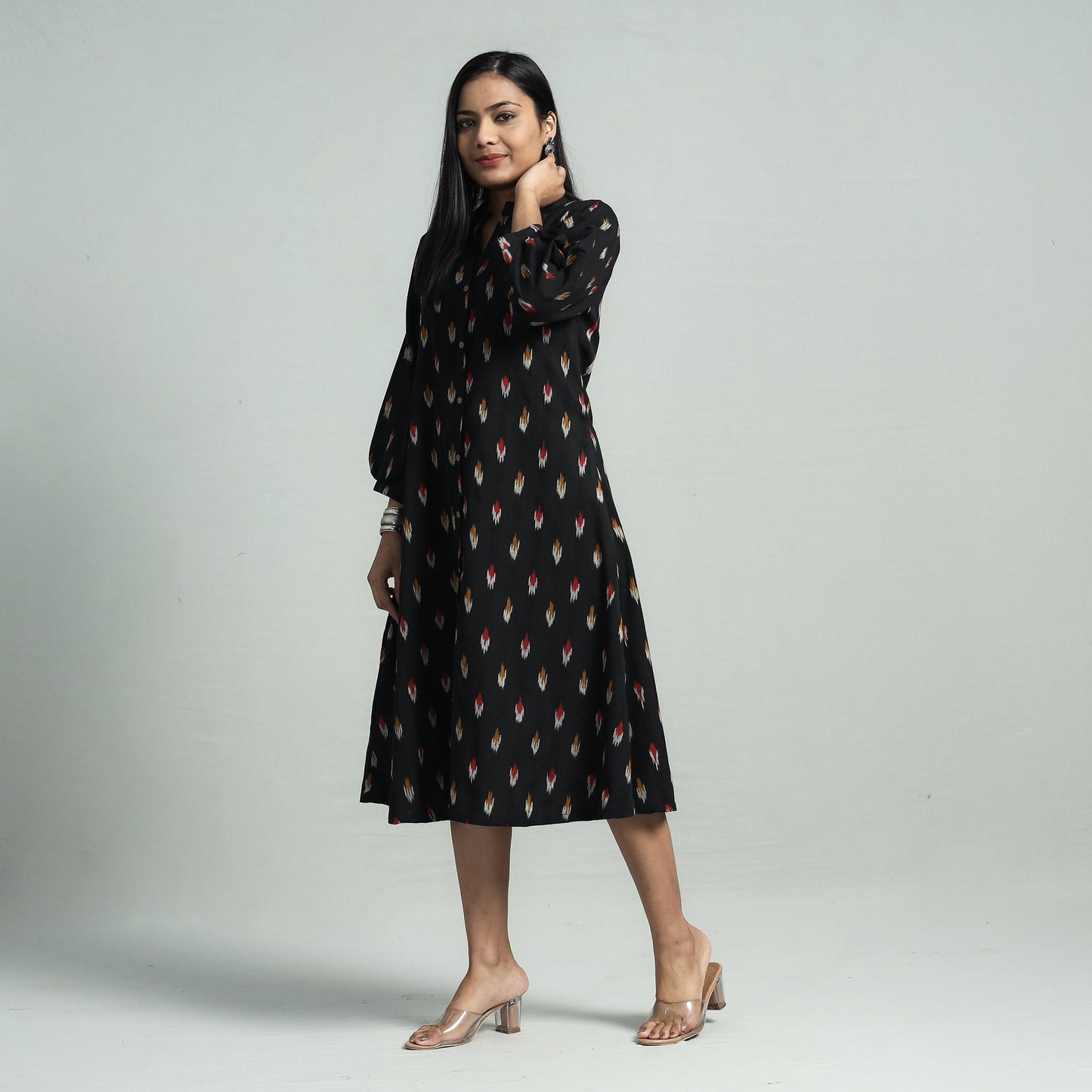 Buy Pochampally Ikat Cotton Flared Dress Online l iTokri.com