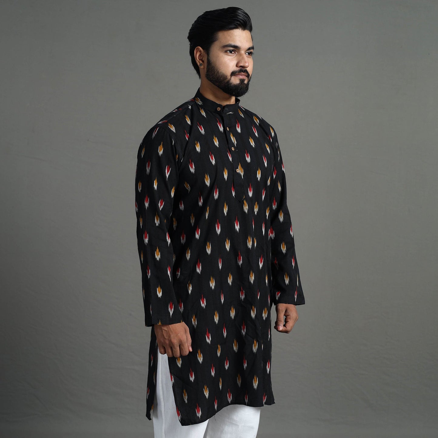 Pochampally Ikat Cotton Men Long Kurta