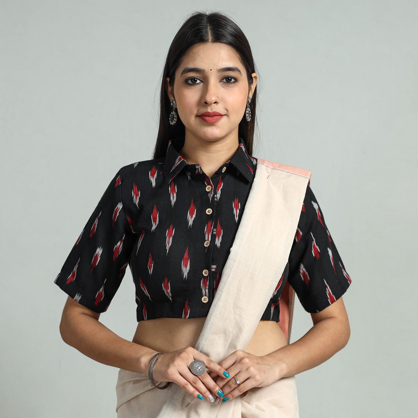 Buy Pochampally Ikat Cotton Stitched Blouse 25