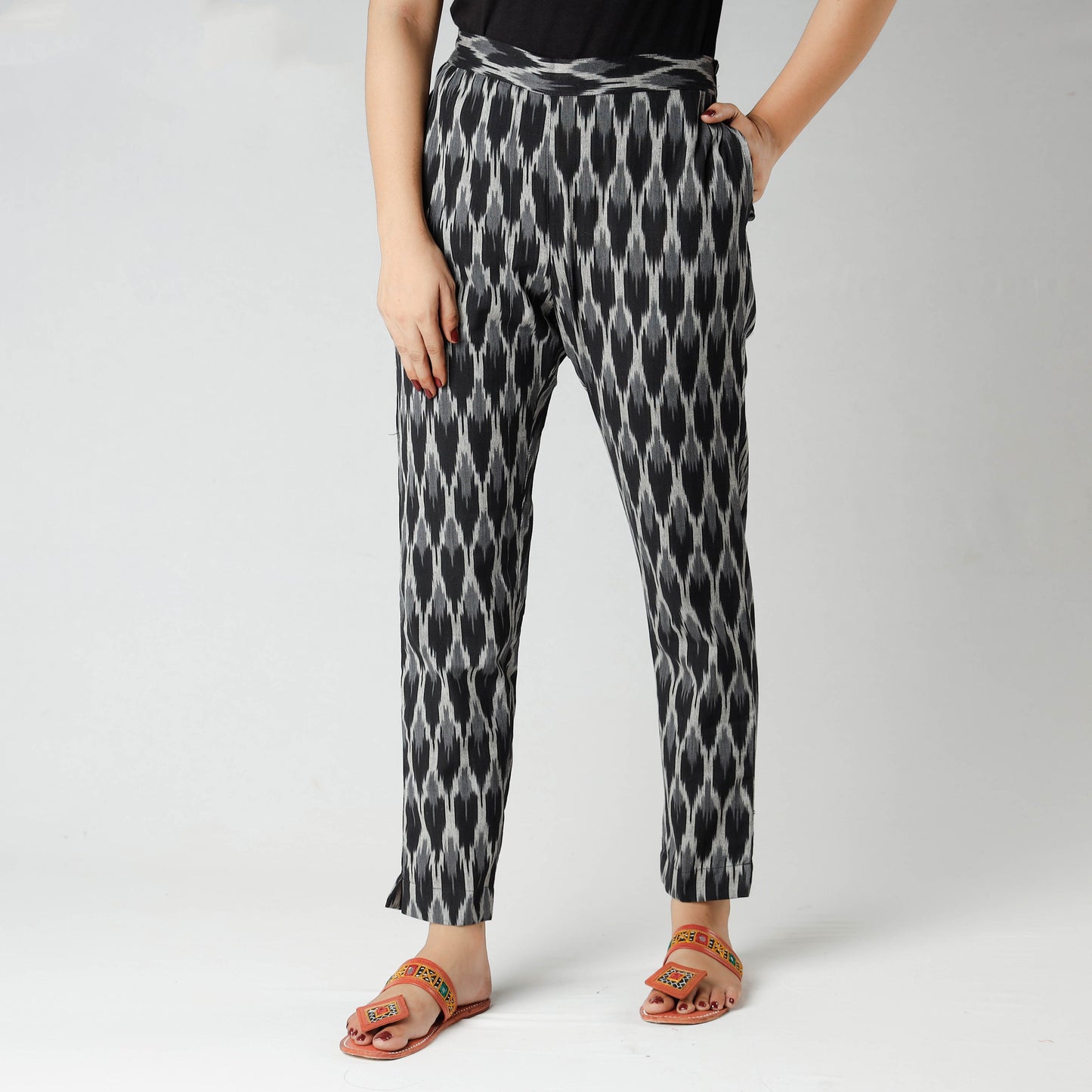 iTokri Casuals - Ikat Cotton Tapered Casual Pant for Women