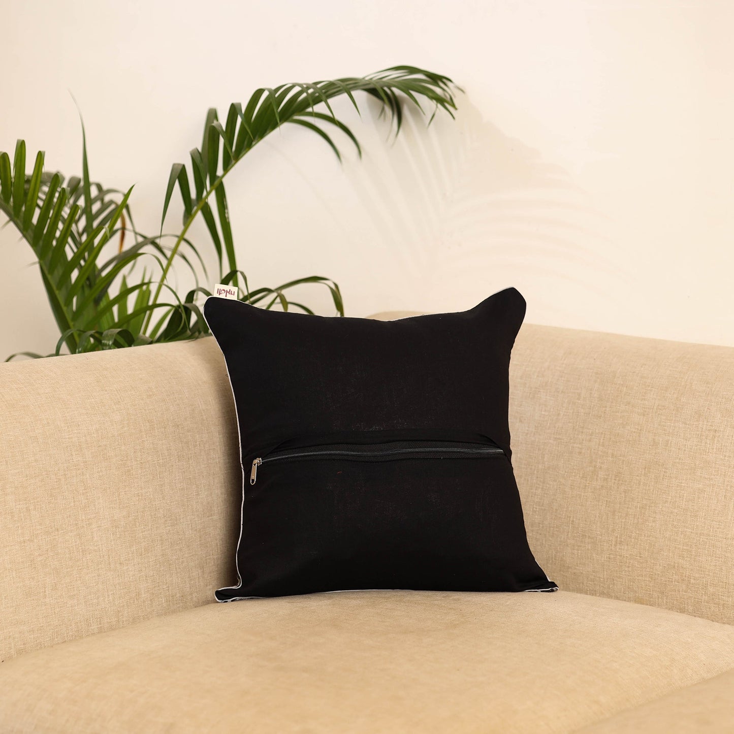Black - pochampally ikat cushion cover 12 - handcrafted