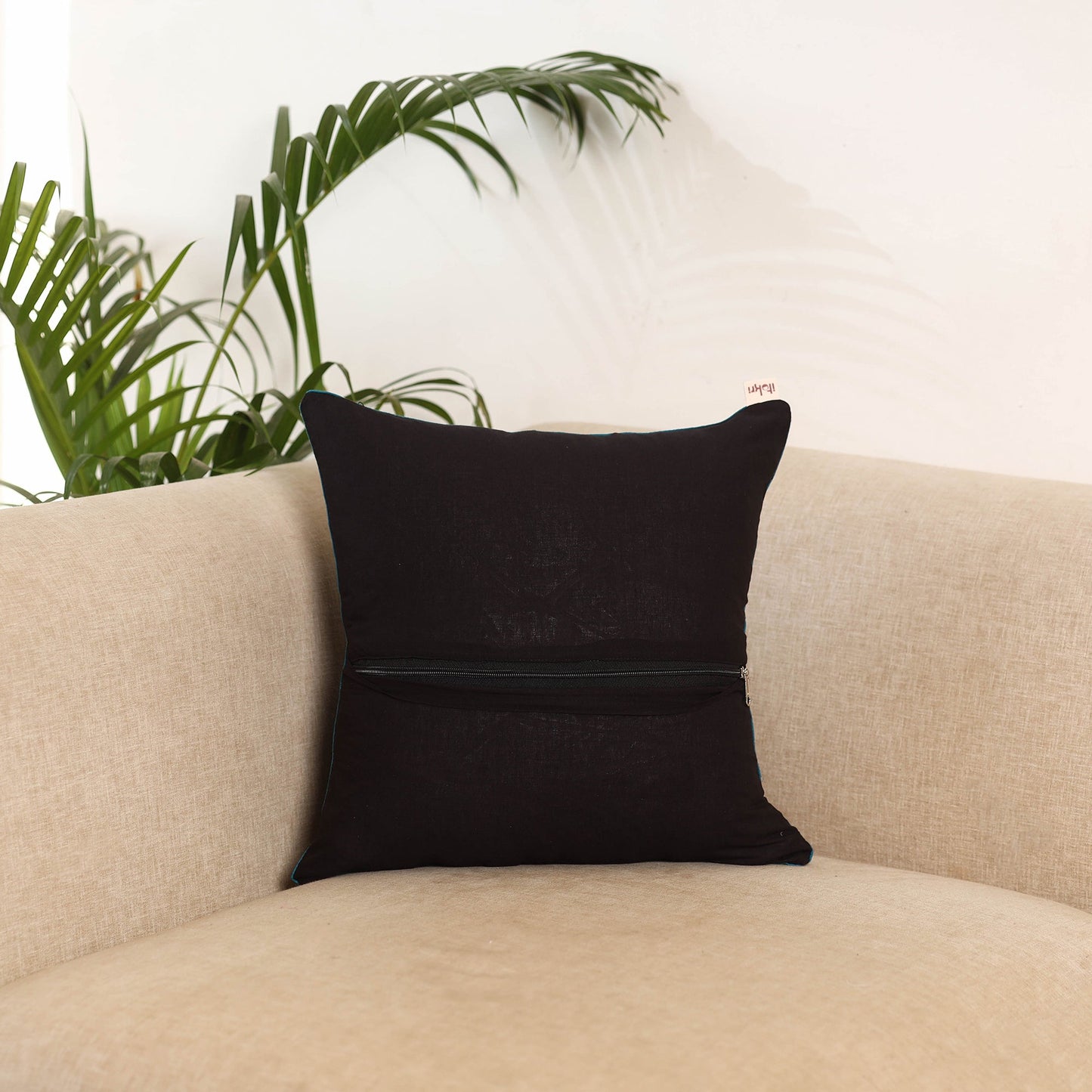 Black - pochampally ikat cushion cover 15 - handcrafted