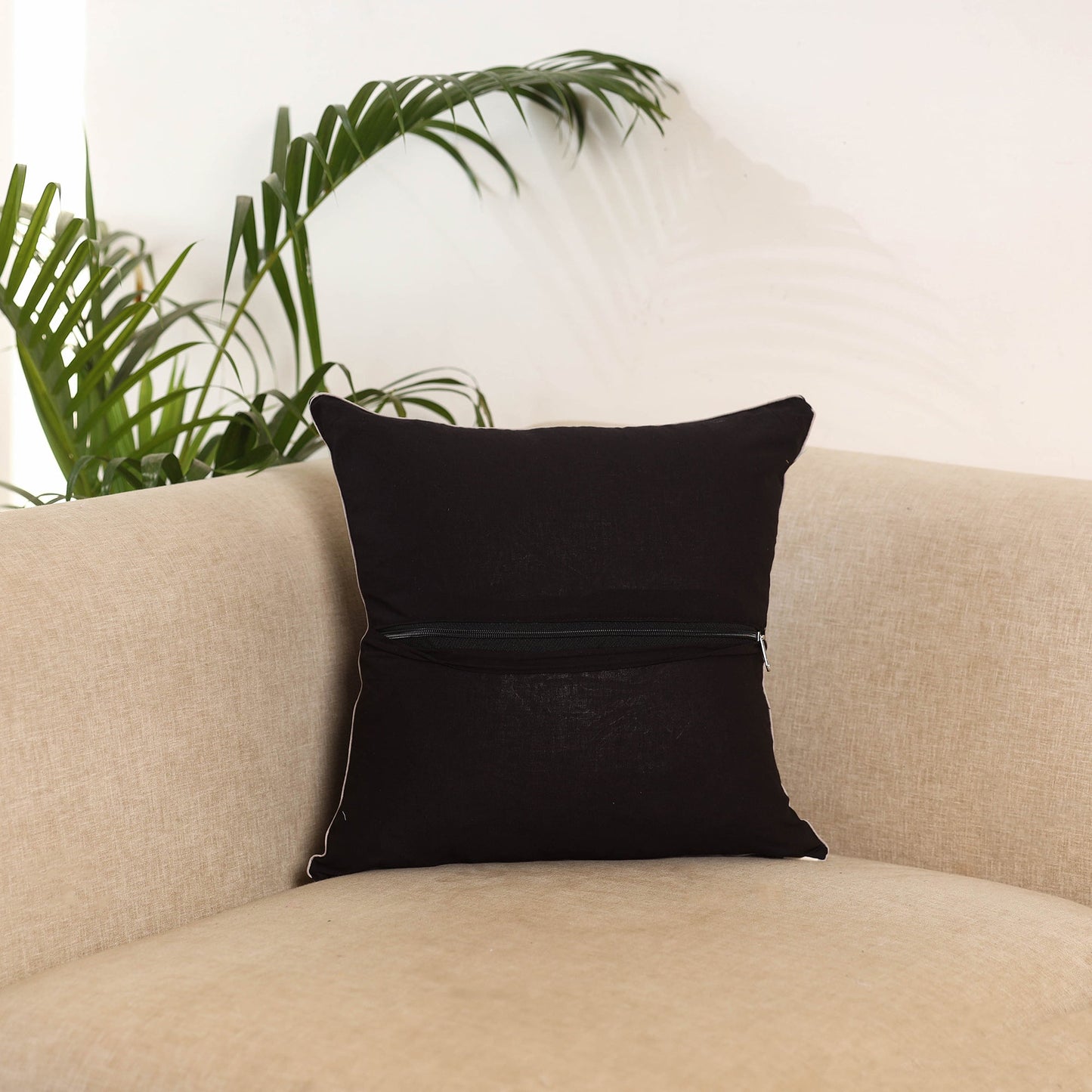 Black - pochampally ikat cushion cover 17 - handcrafted