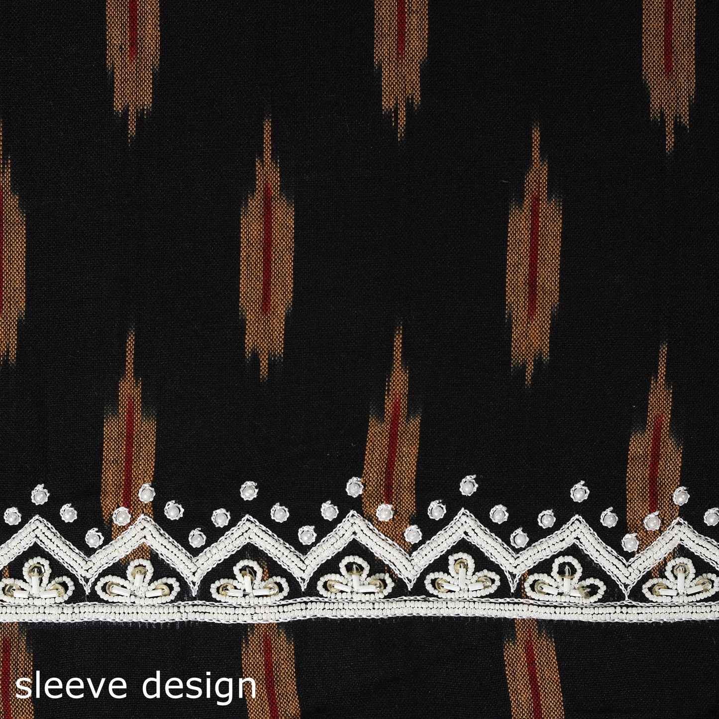 Black Pochampally Ikat Hand Embroidery Cotton Blouse Piece