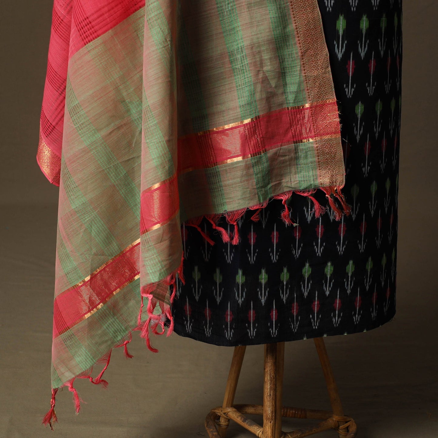 Pochampally ikat mercerised cotton 2pc unstitched dress
