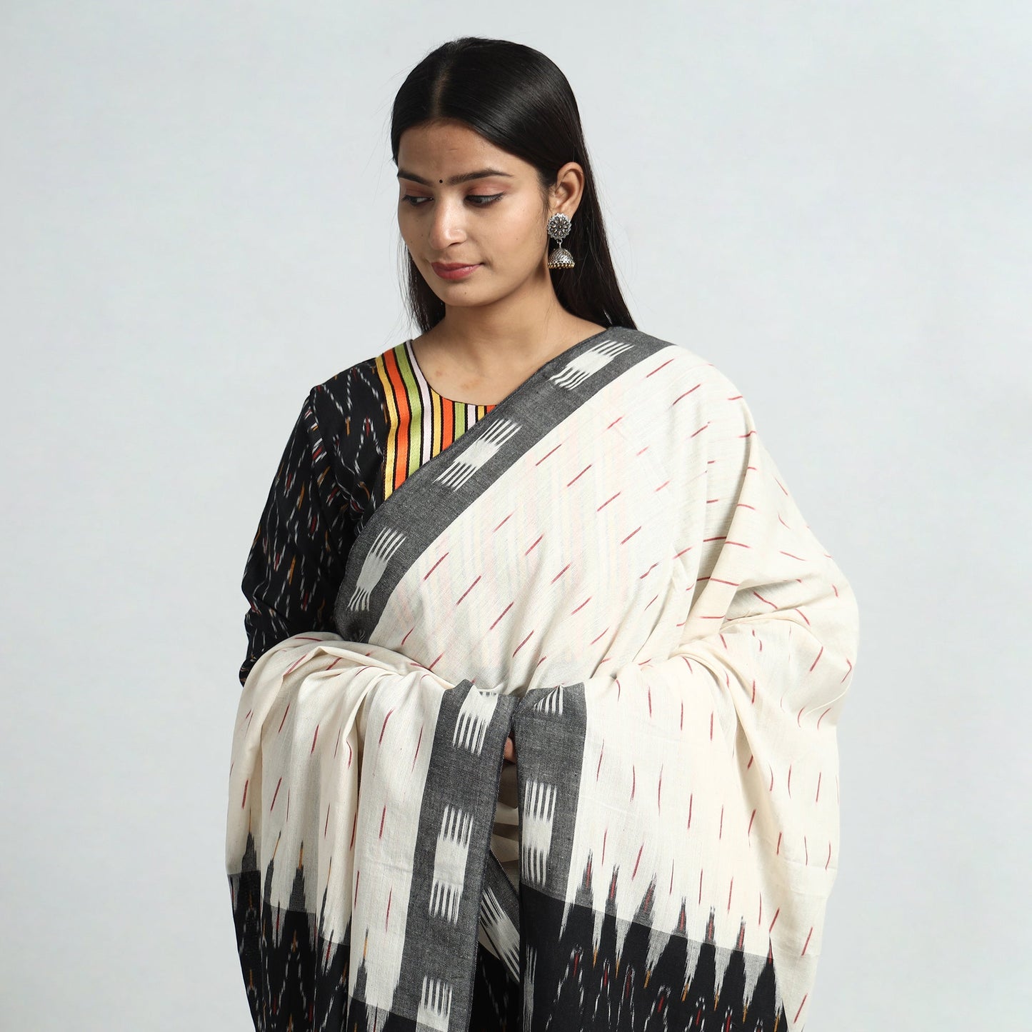 Pochampally Ikat Kurta with Palazzo & Dupatta Set