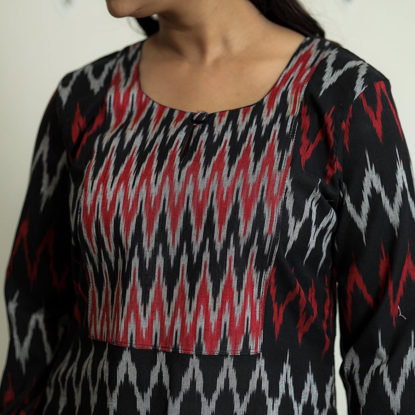 Pochampally Ikat Weave Cotton Long Kurta for Women