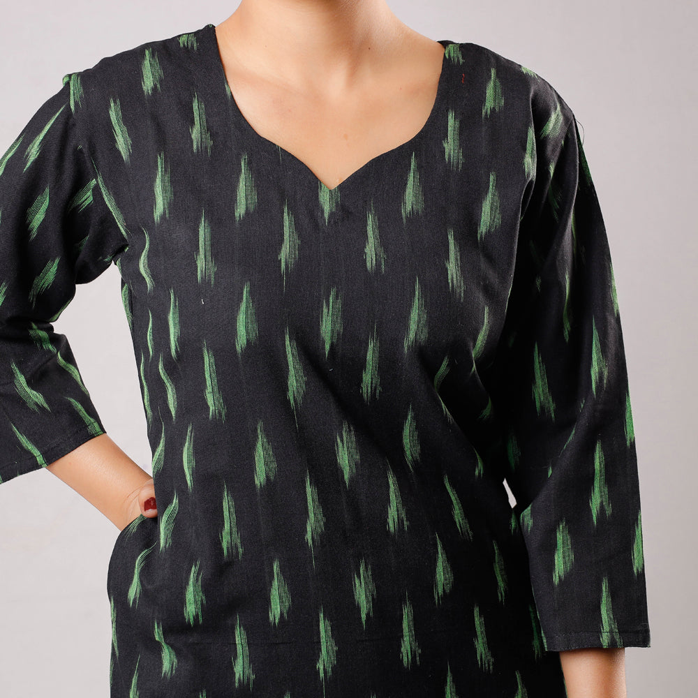 Pochampally Ikat Weave Cotton Long Straight Kurta 13