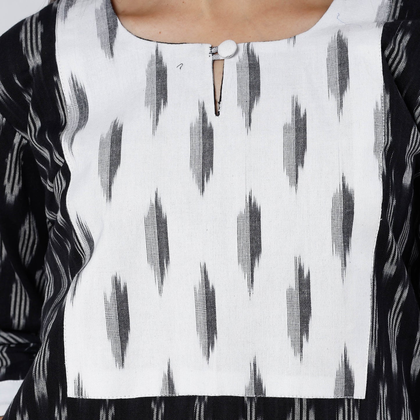 Pochampally Ikat Weave Cotton Long Straight Kurta for Women