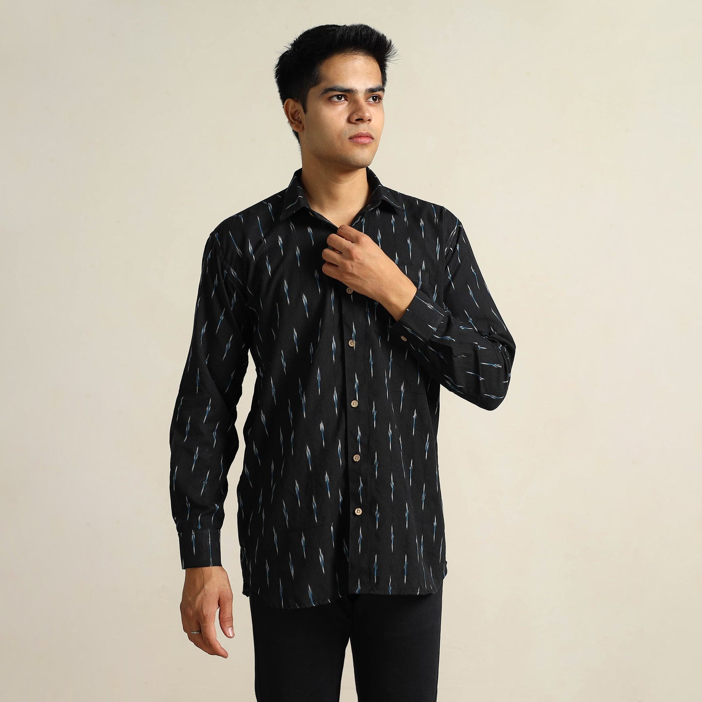 Pochampally Ikat Weave Cotton Men Full Sleeve Shirt 25