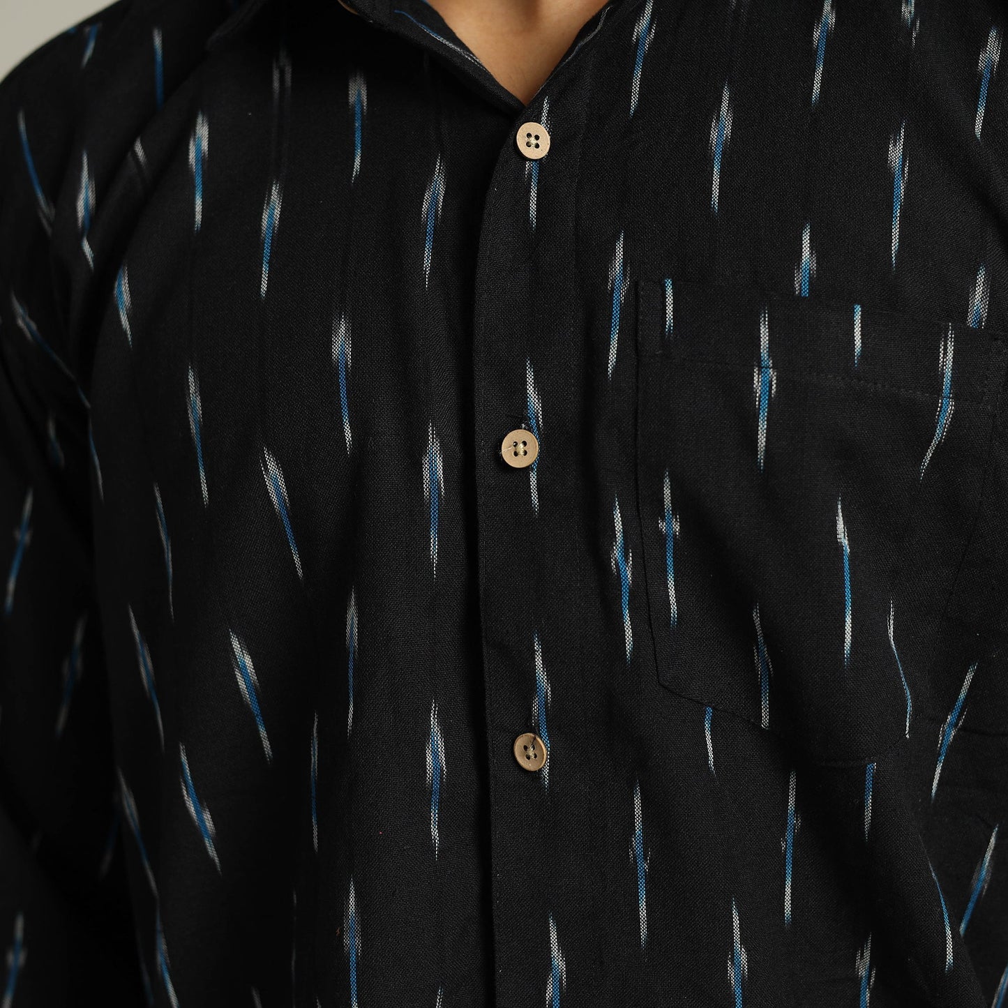 Pochampally Ikat Weave Cotton Men Full Sleeve Shirt 25