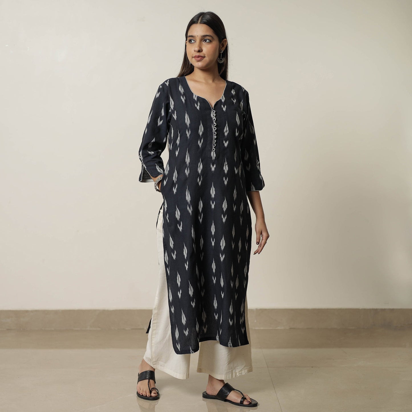 Pochampally Ikat Weave Cotton Straight Kurta 19