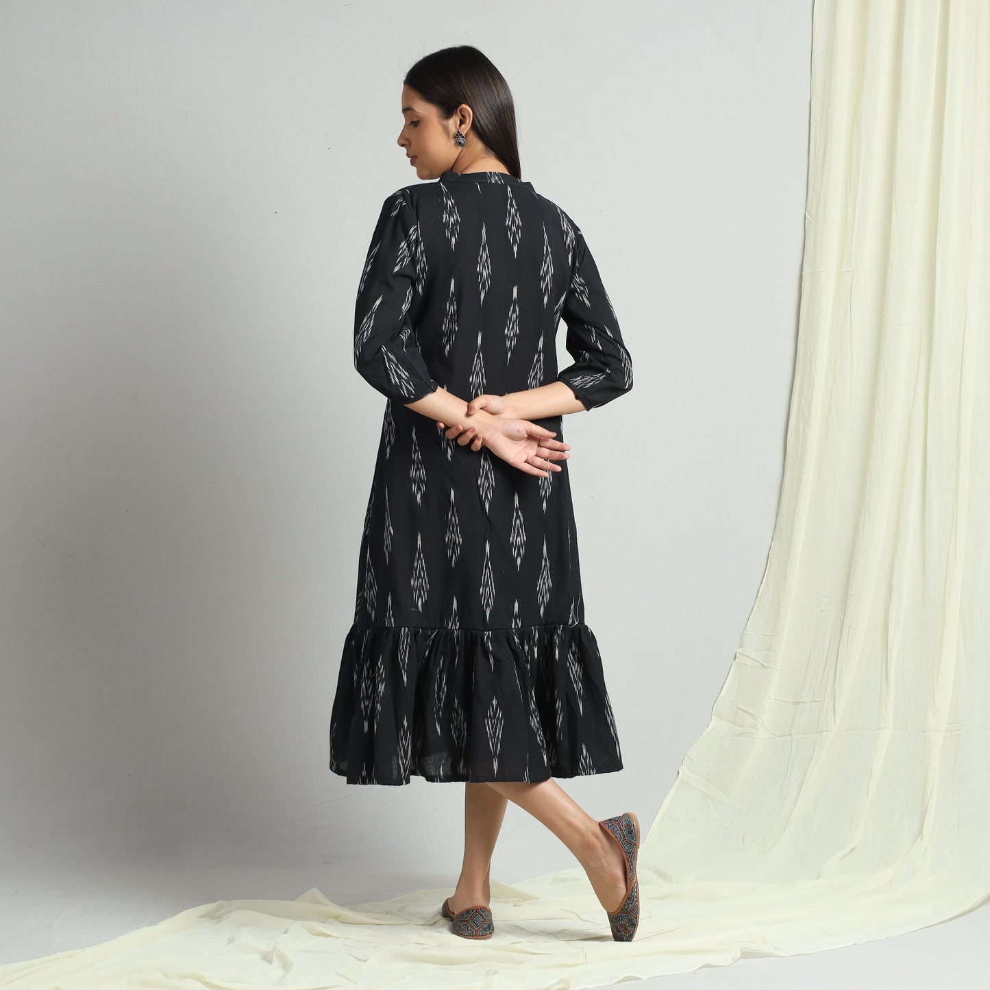 Buy Pochampally Ikat Weave Flare Cotton Dress Online l iTokri.com