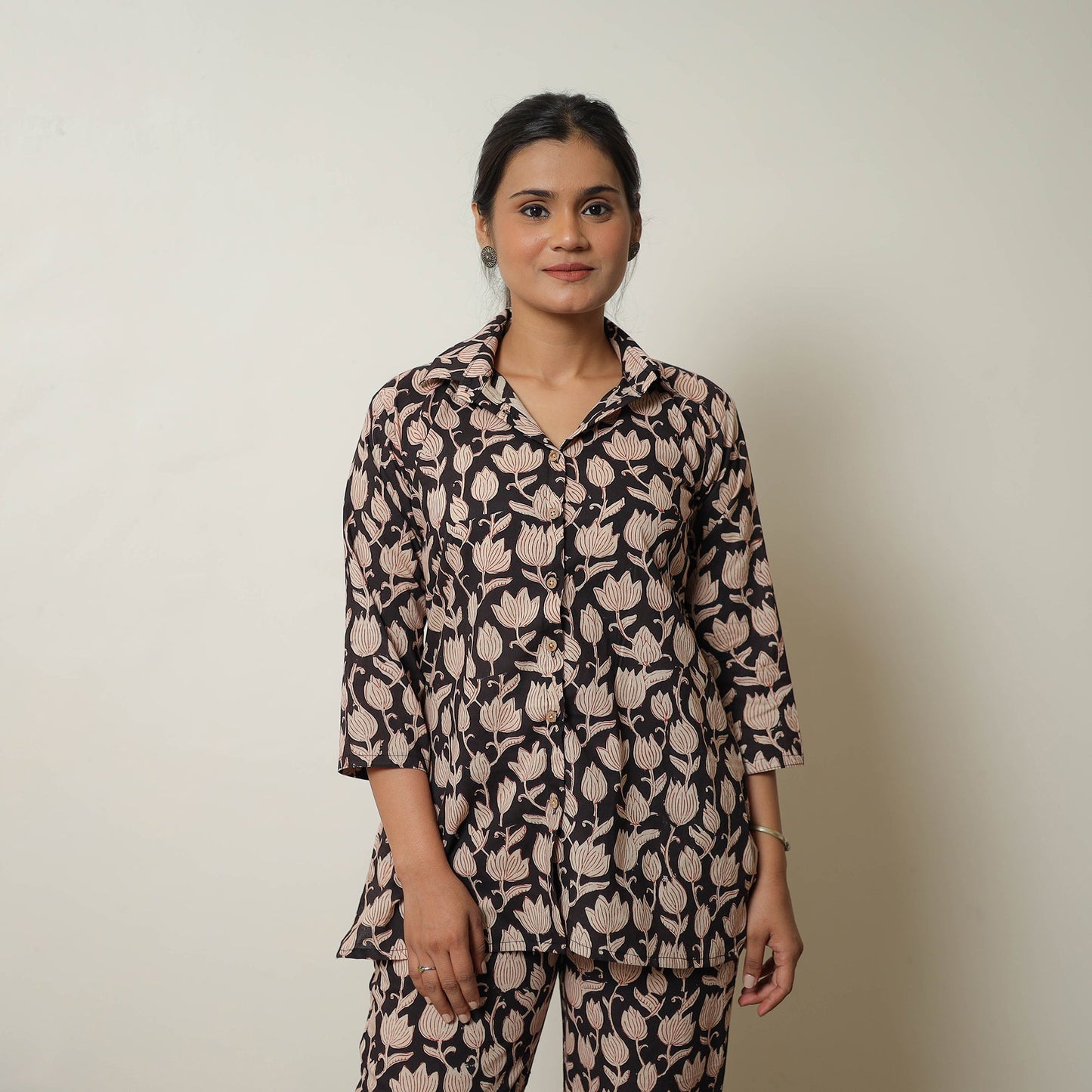 Black Block Print Cotton Bagru Co-Ord Set