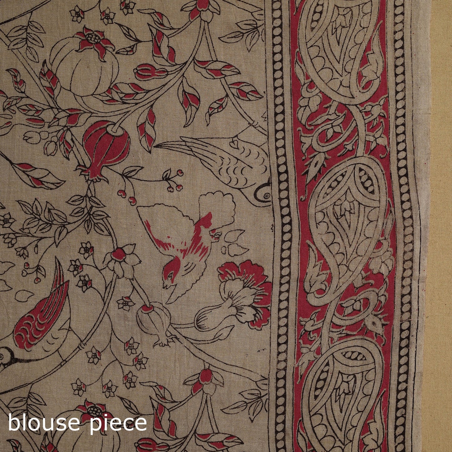 Printed cotton kalamkari saree 01 - handcrafted