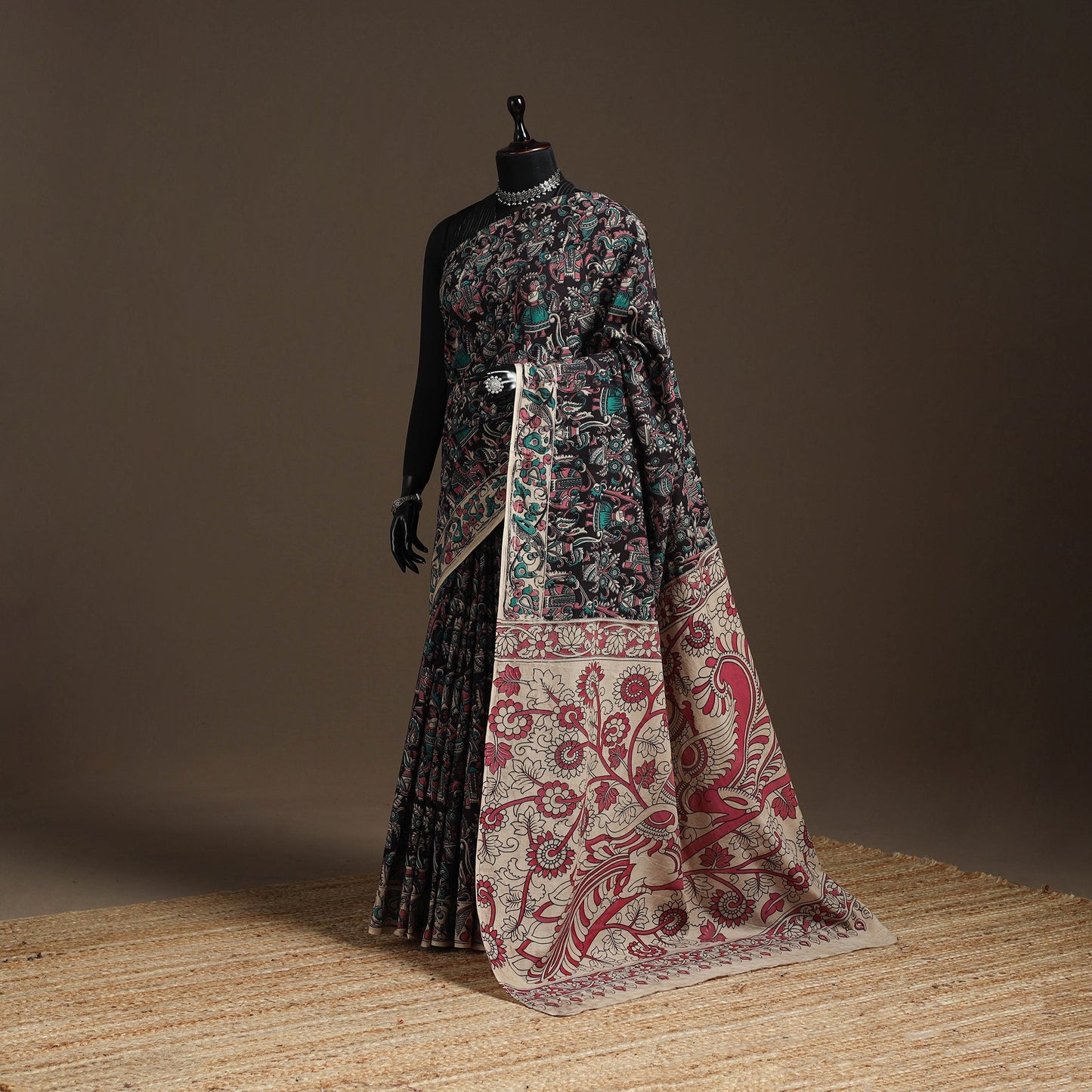 Printed cotton kalamkari saree 35 - handcrafted