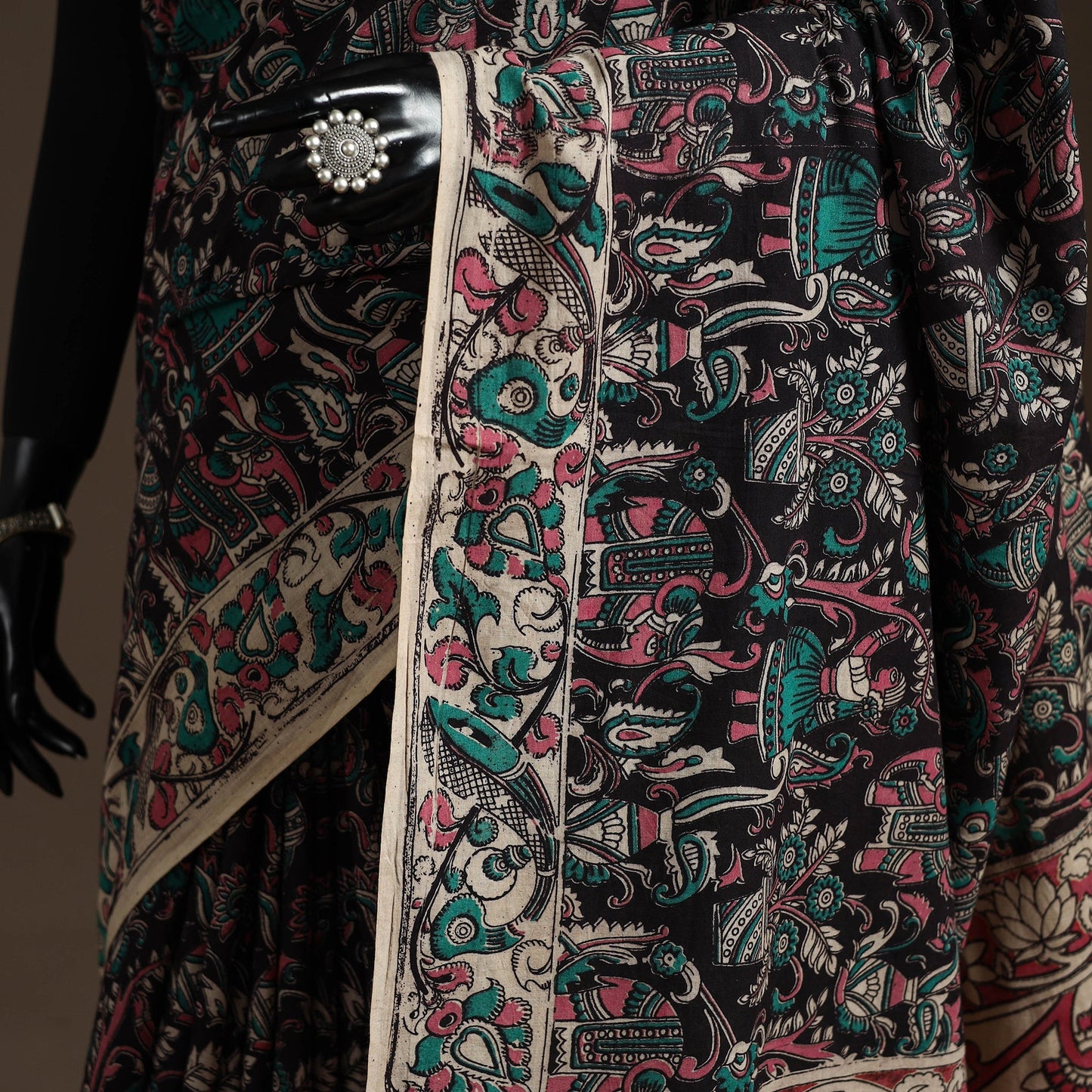 Printed cotton kalamkari saree 35 - handcrafted