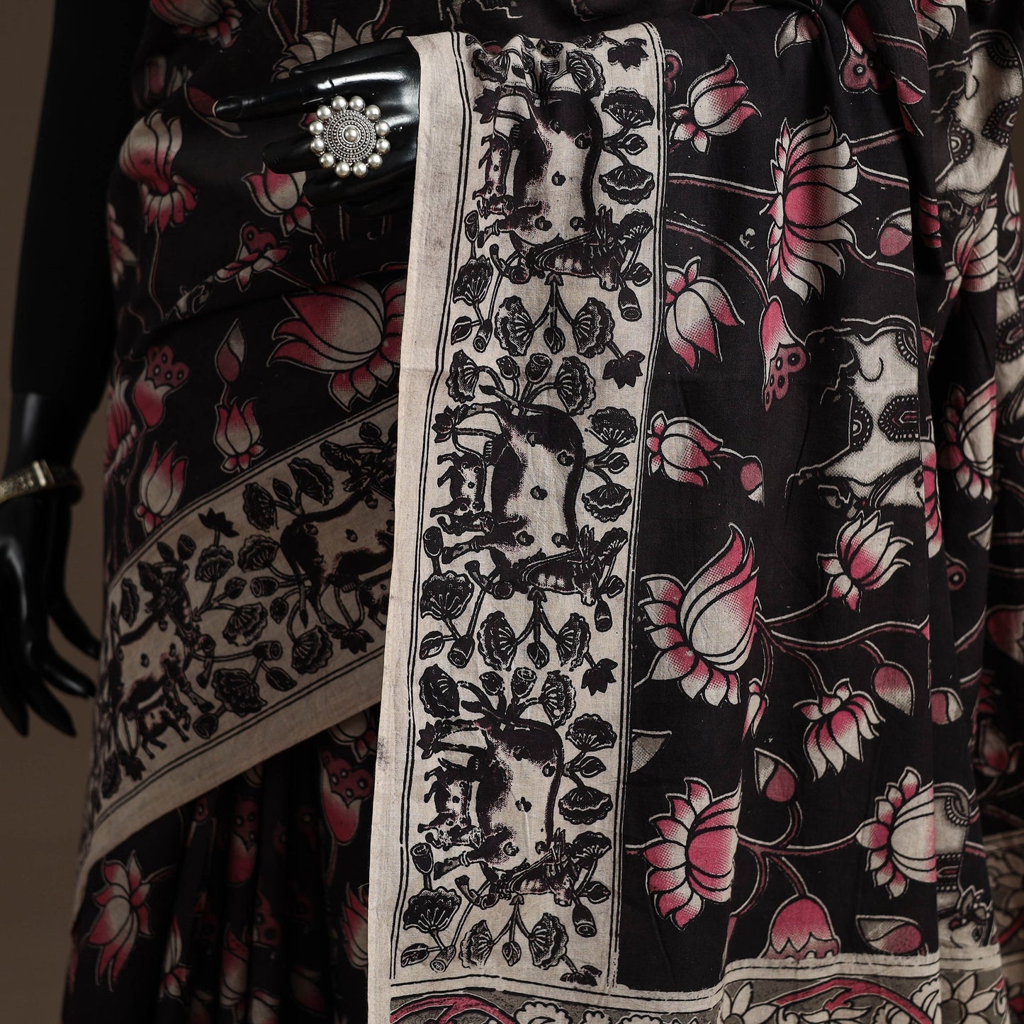 Printed cotton kalamkari saree 39 - handcrafted
