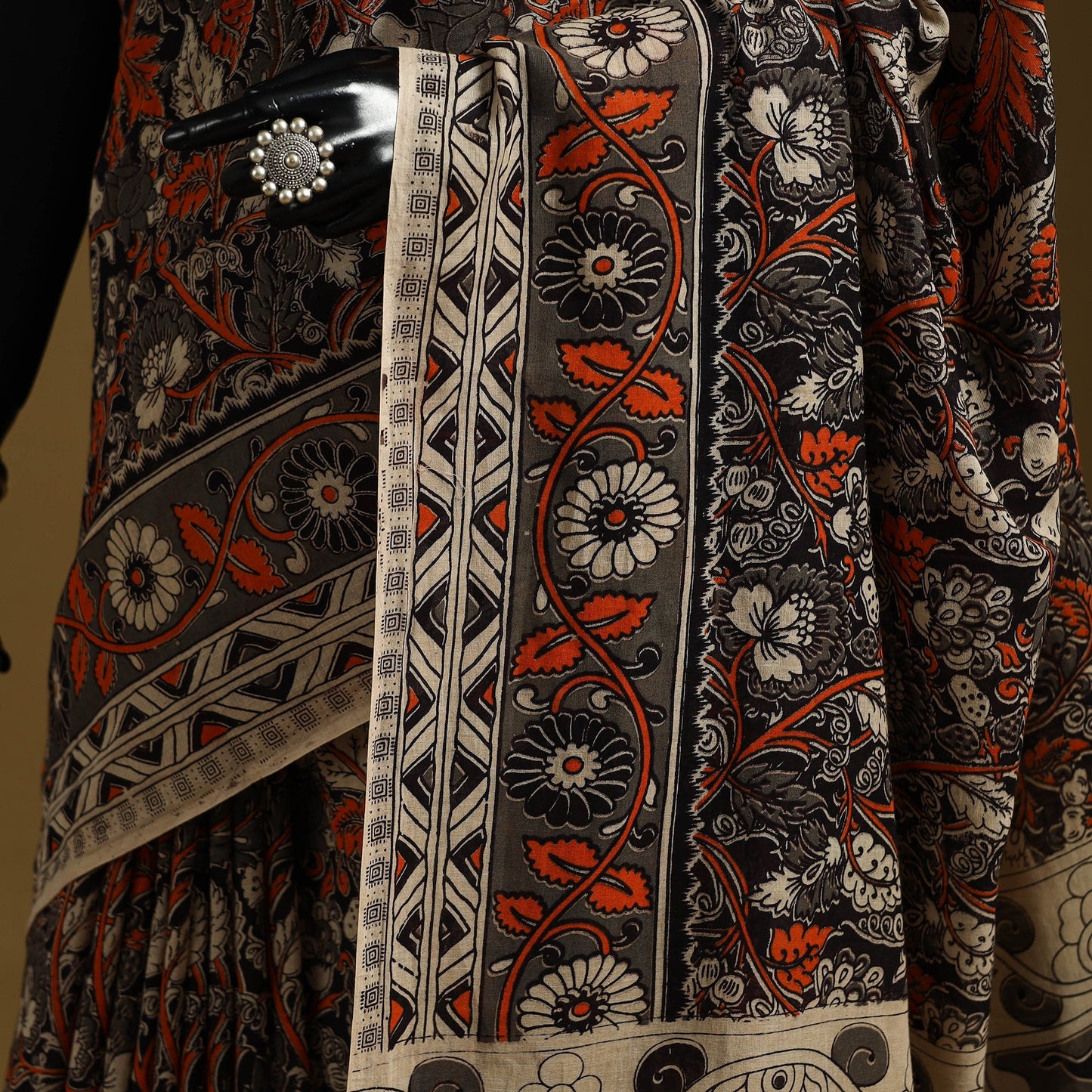 Printed cotton kalamkari saree 45 - handcrafted