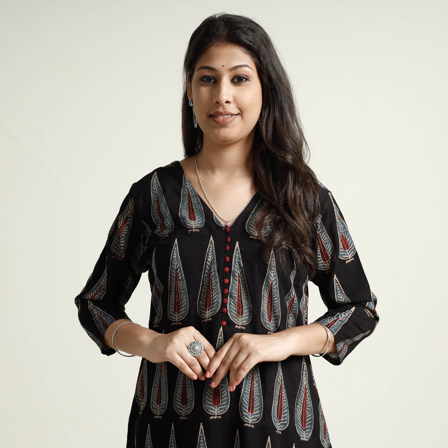 Ajrakh Block Printed Cotton Kurta with Palazzo Set