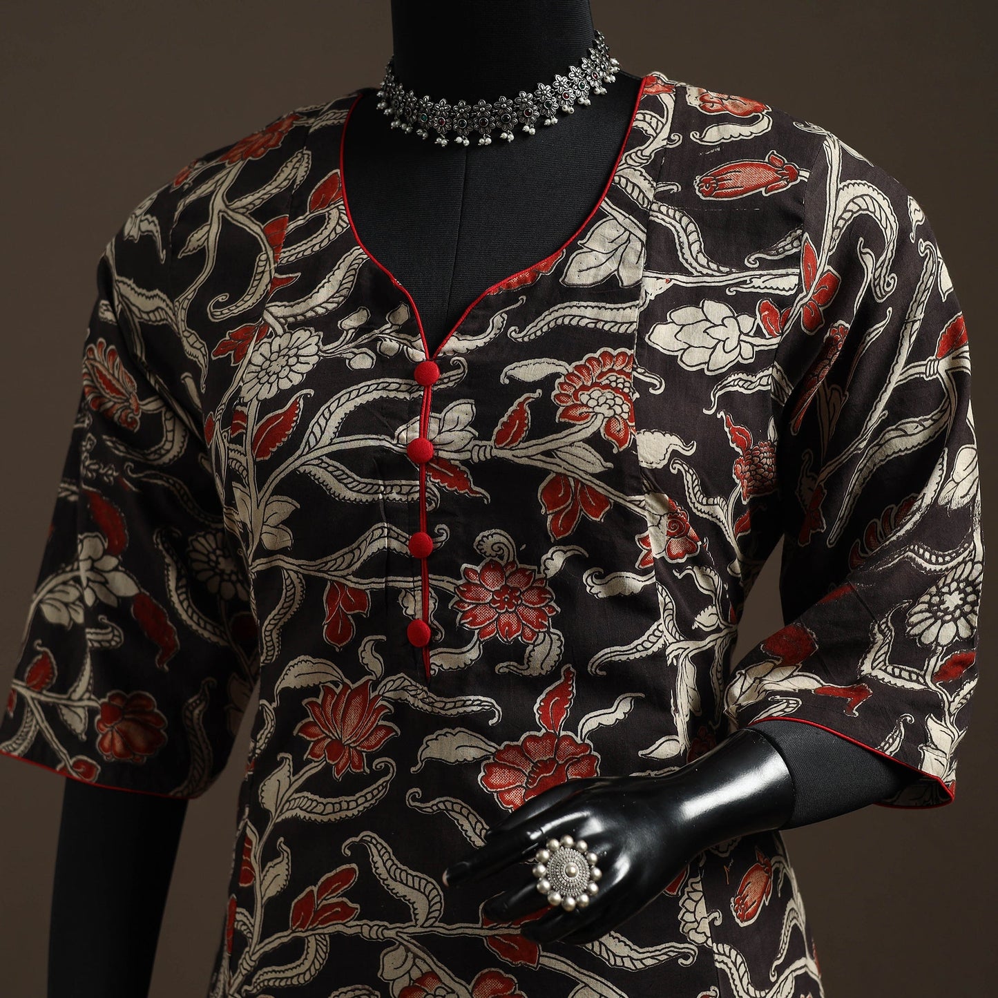 Printed cotton a-line kalamkari kurta for women 01