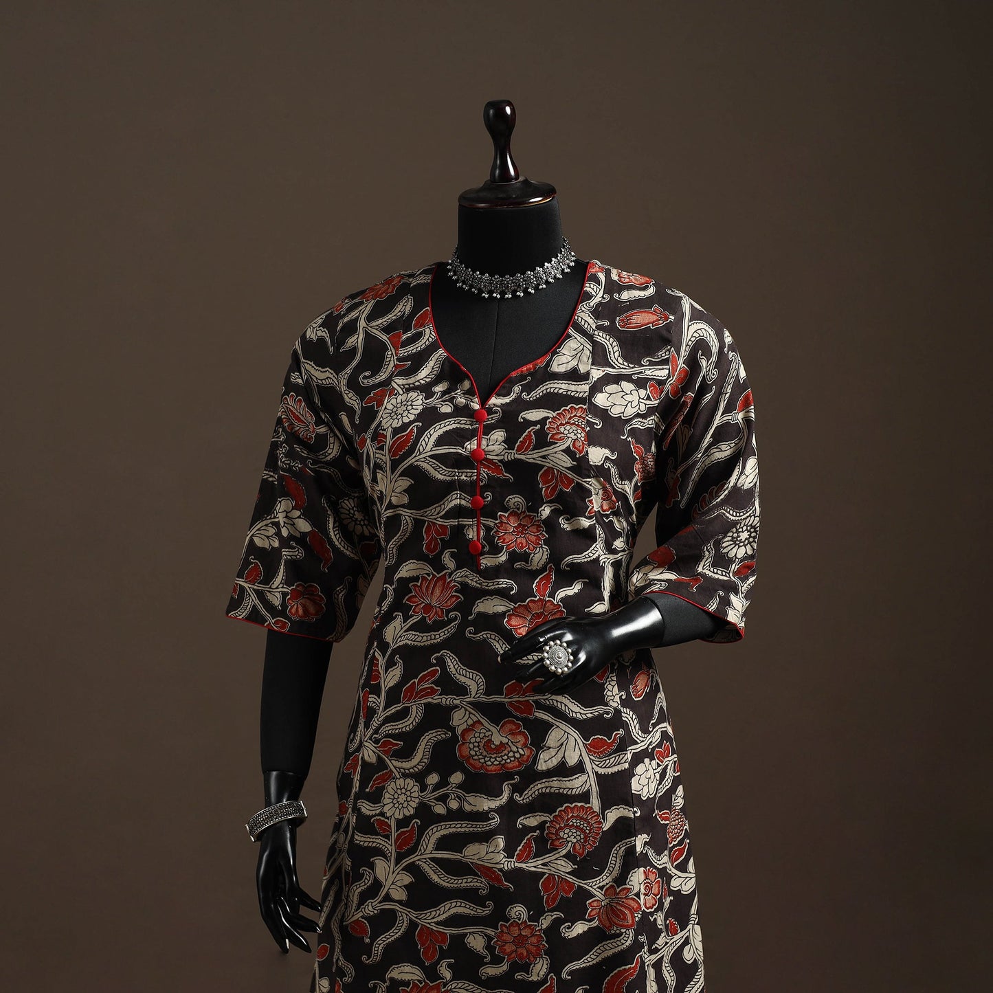 Printed cotton a-line kalamkari kurta for women 01