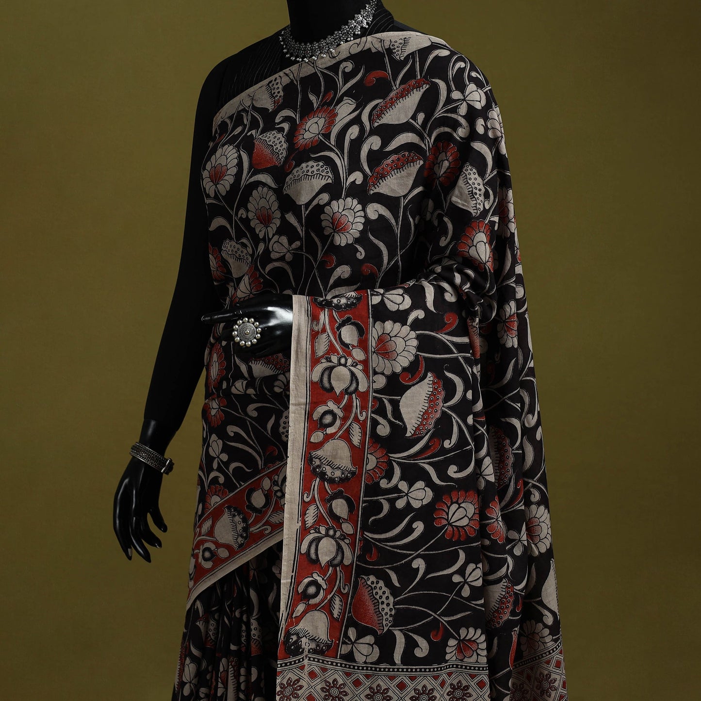 Printed cotton nellore kalamkari saree 15 - handcrafted