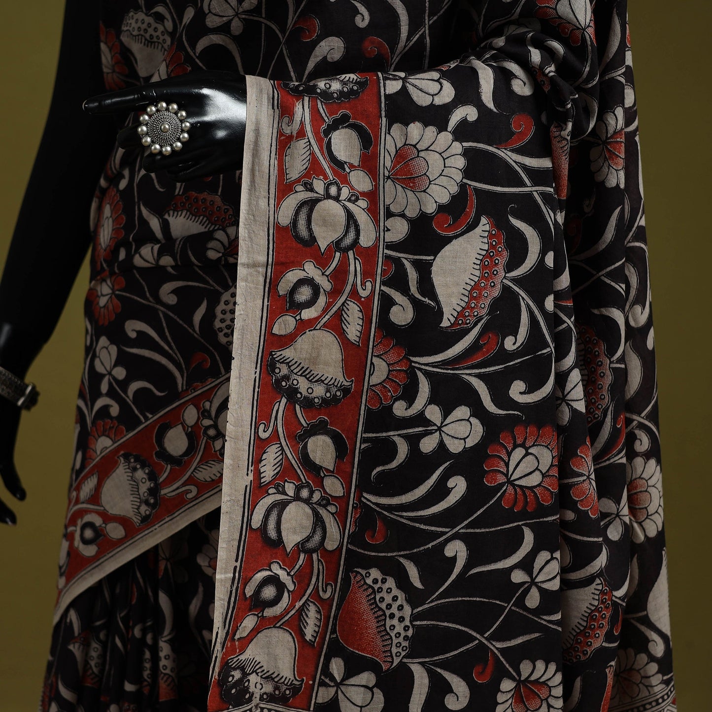 Printed cotton nellore kalamkari saree 15 - handcrafted