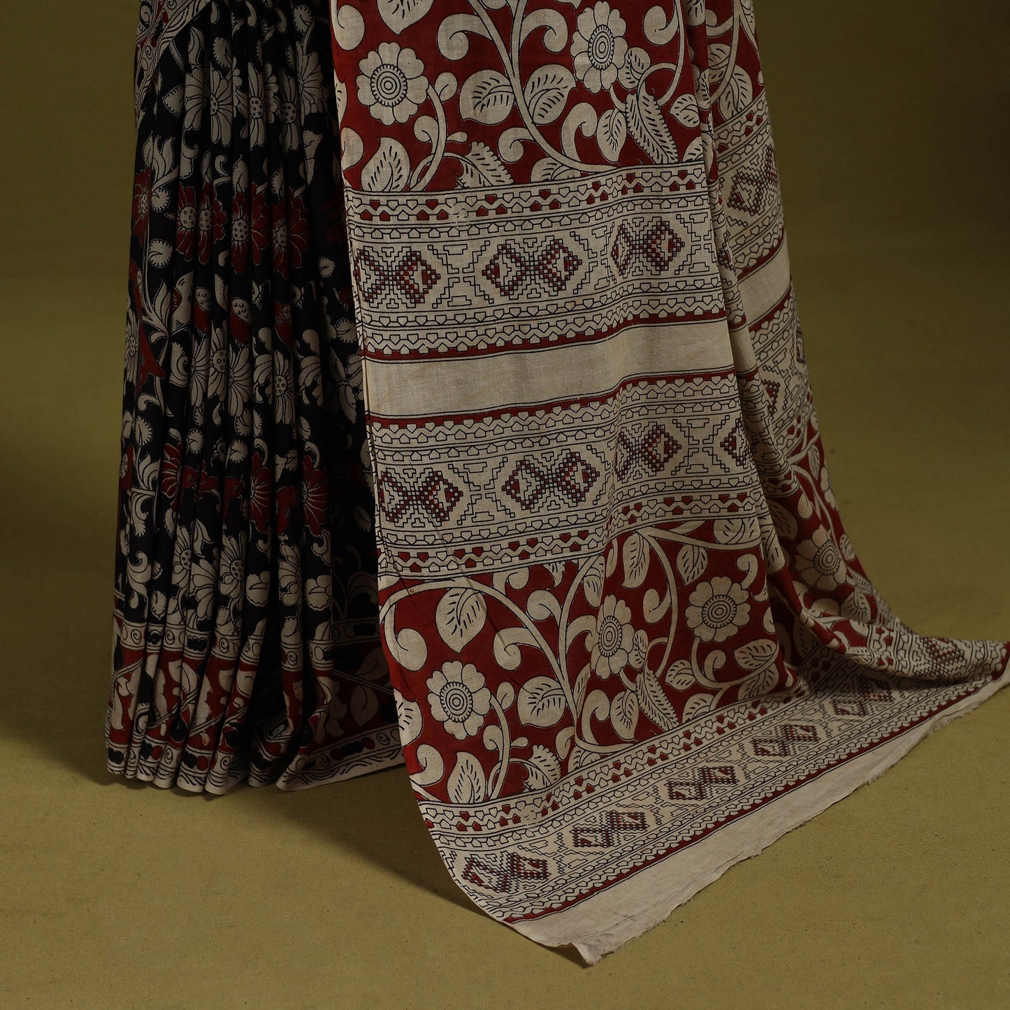 Printed cotton nellore kalamkari saree 29 - handcrafted