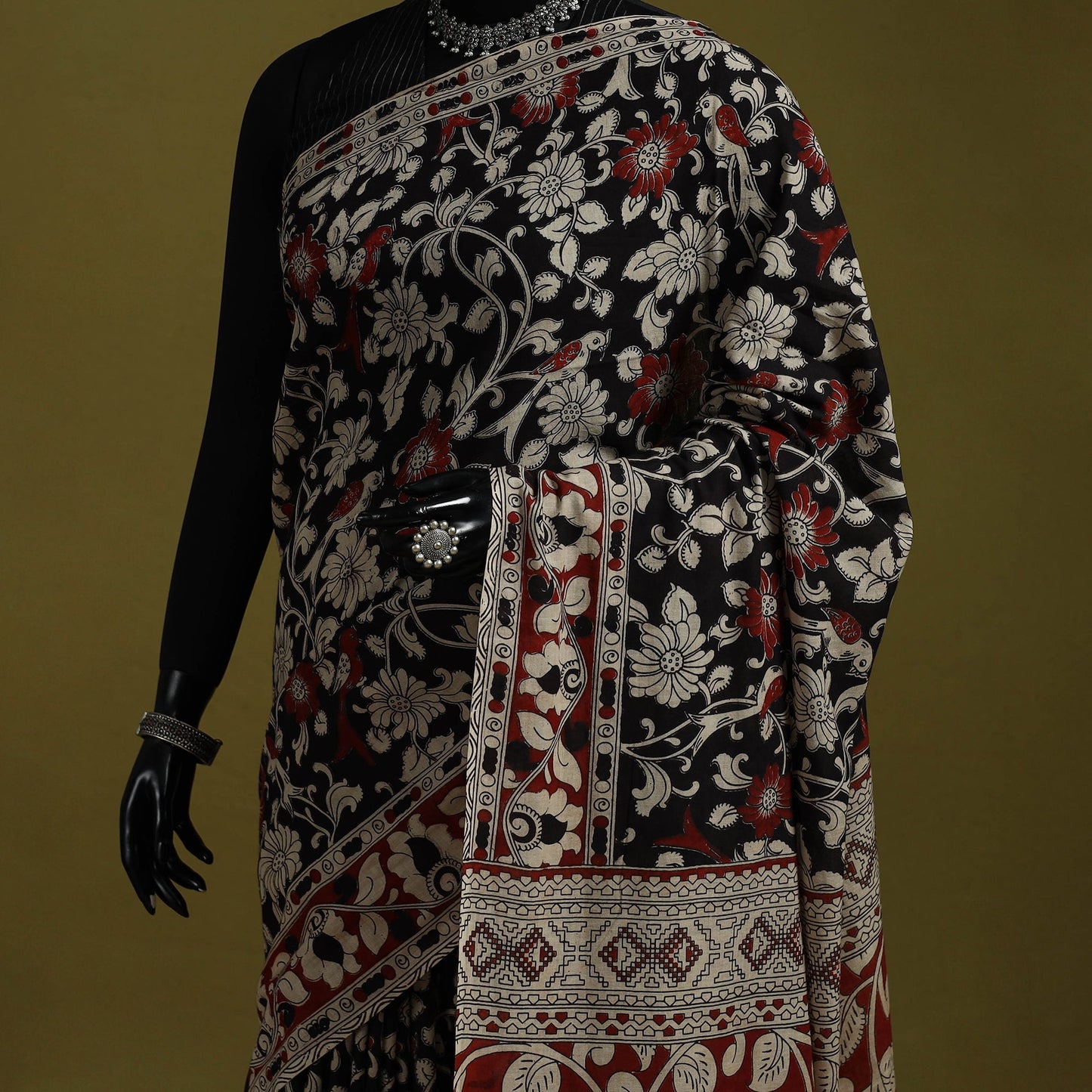 Printed cotton nellore kalamkari saree 29 - handcrafted