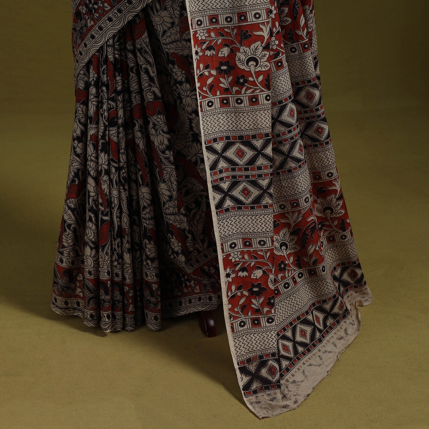 Printed cotton nellore kalamkari saree 38 - handcrafted