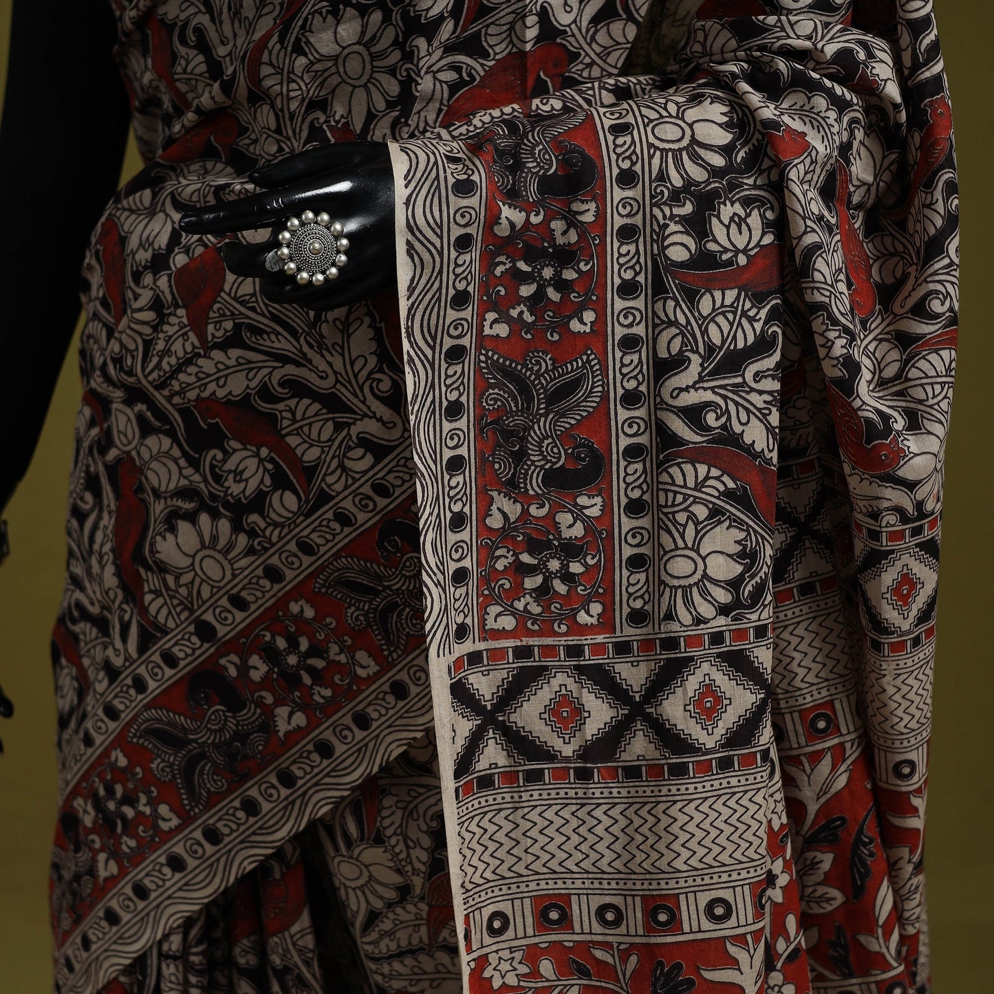 Printed cotton nellore kalamkari saree 38 - handcrafted