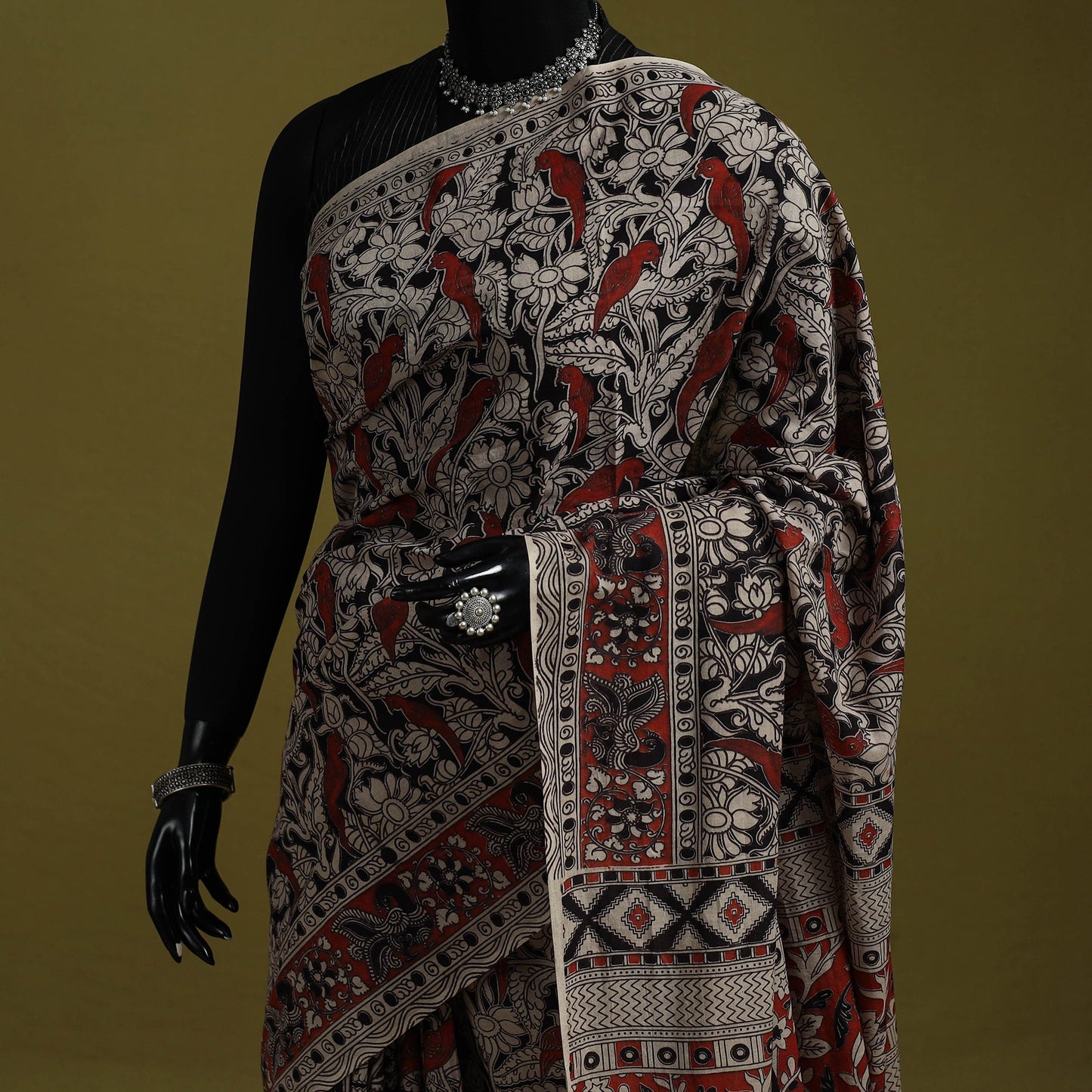 Printed cotton nellore kalamkari saree 38 - handcrafted