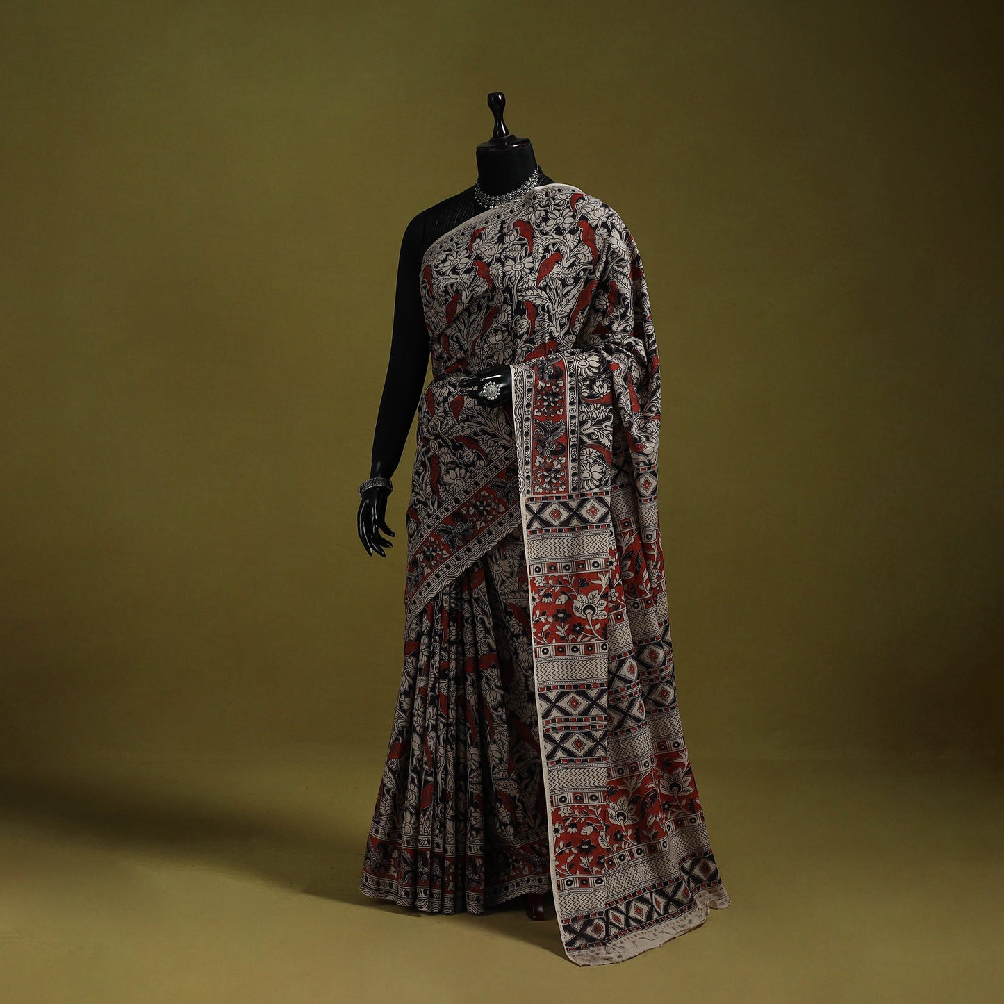 Printed cotton nellore kalamkari saree 38 - handcrafted