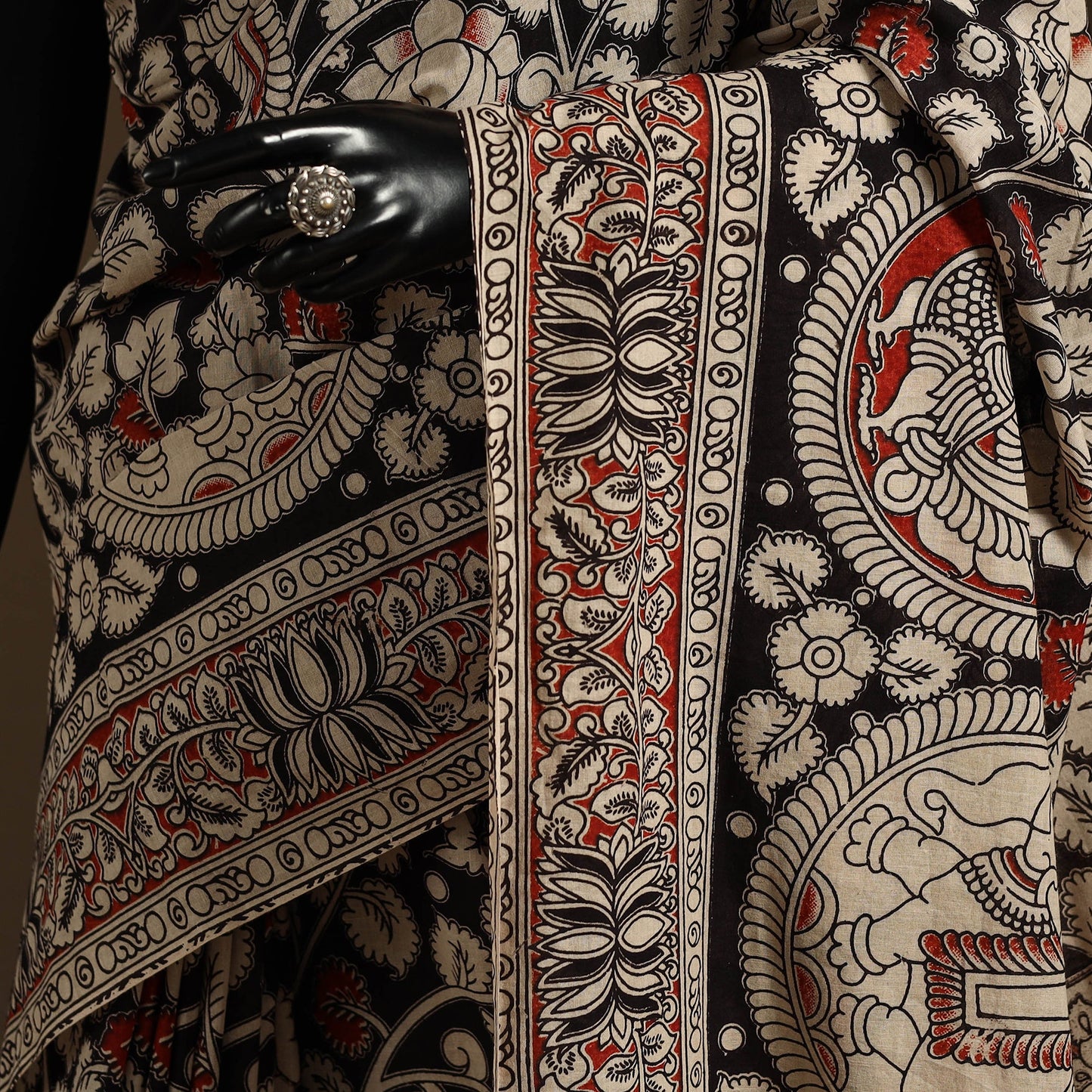Black - printed cotton nellore kalamkari saree 59