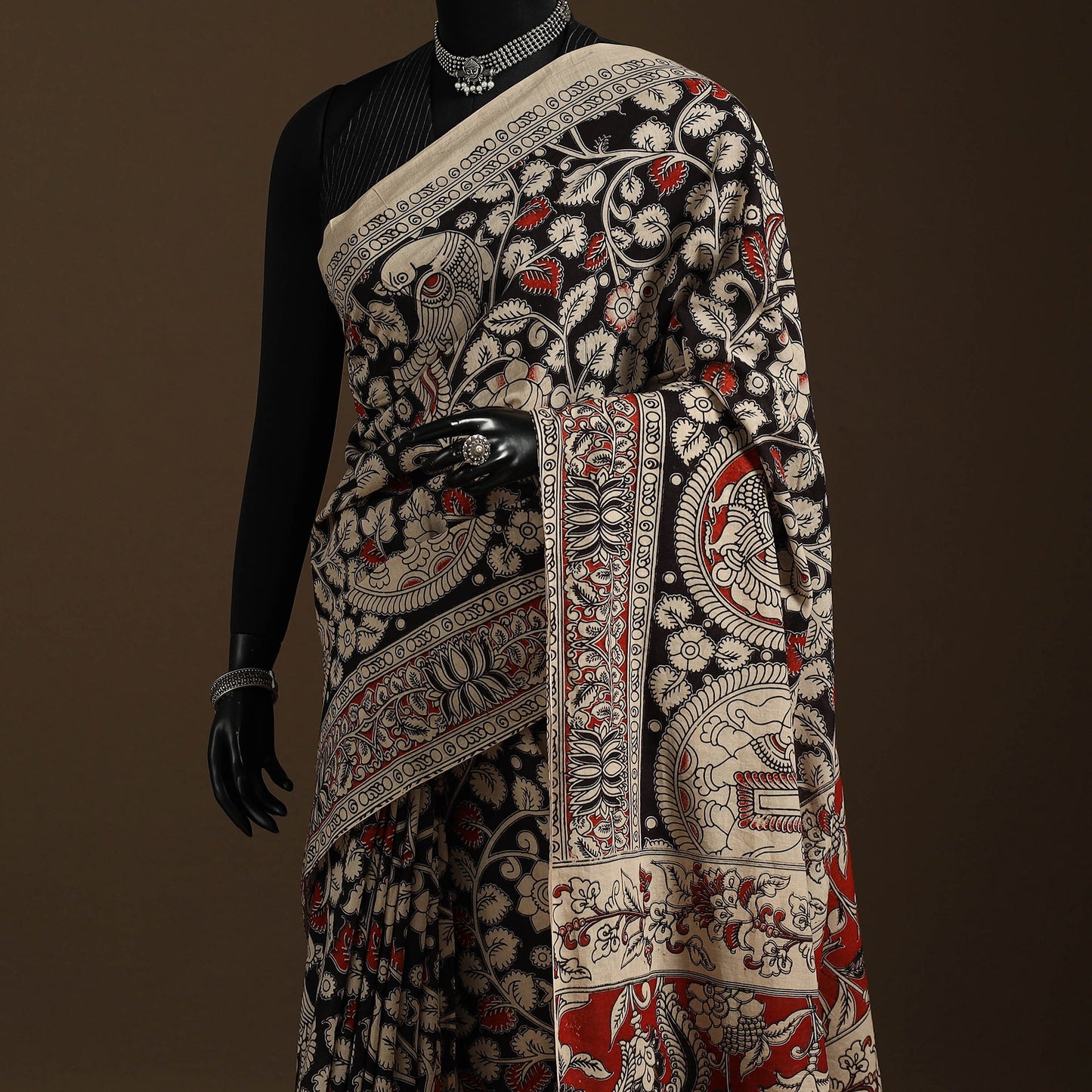 Black - printed cotton nellore kalamkari saree 59