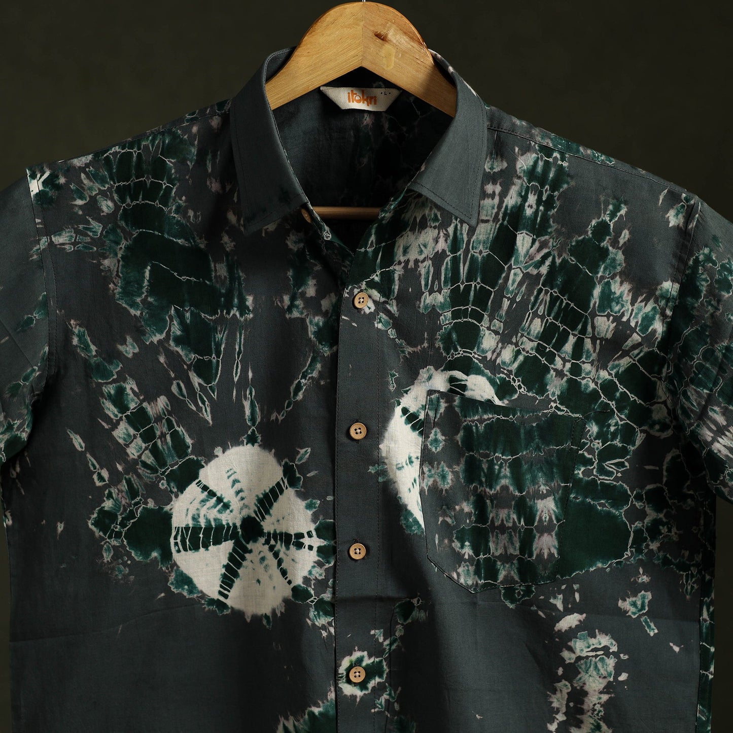 Pure cotton half sleeve tie-dye men shibori shirt 03