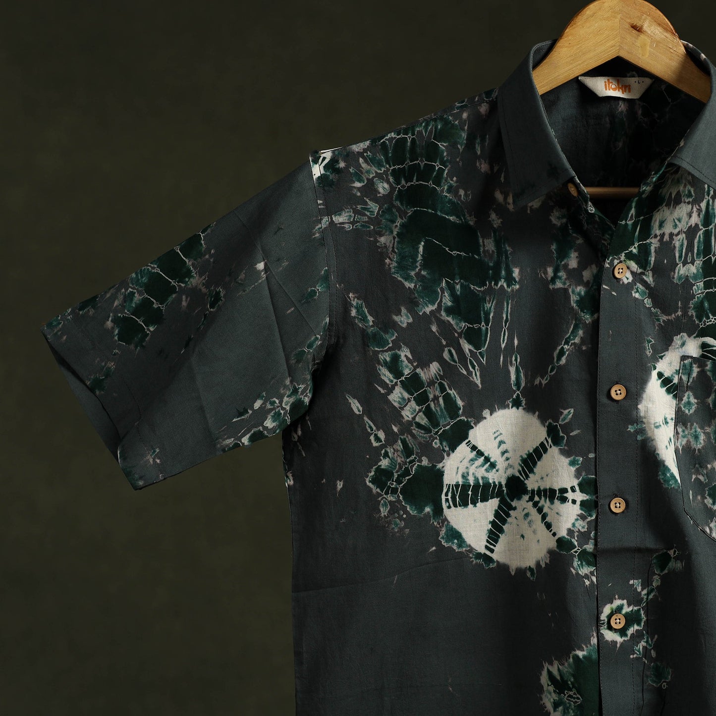 Pure cotton half sleeve tie-dye men shibori shirt 03